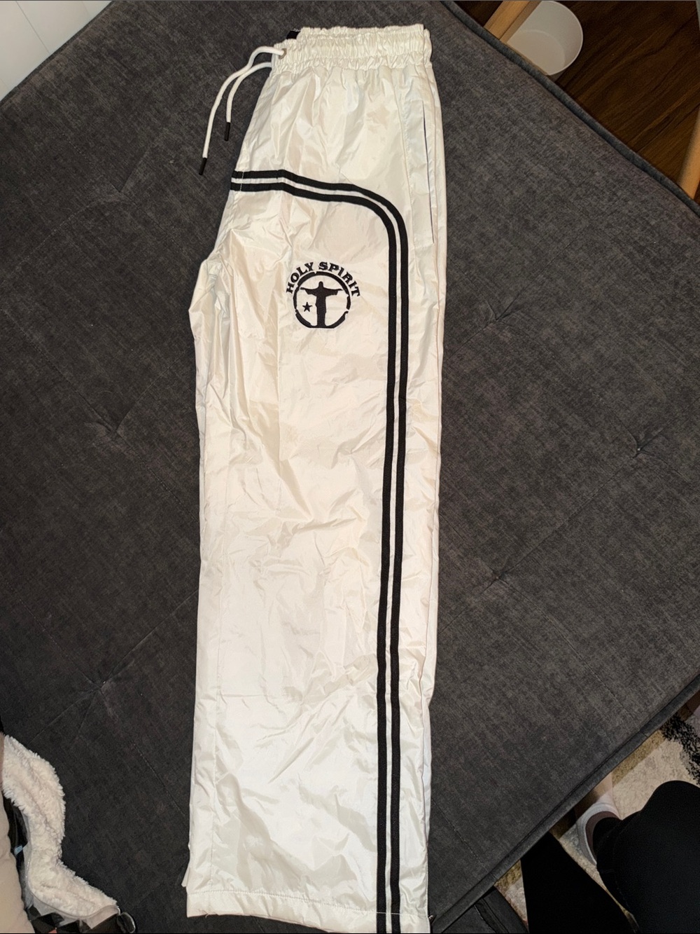 Spirit White Track Joggers with Black Double Stripes